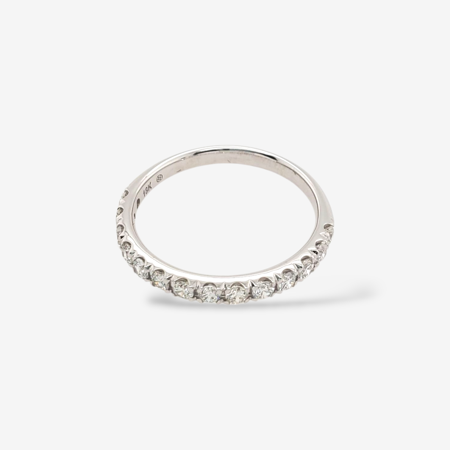 Anillo (2.3 mm) Cintillo Churumbela Diamantes Naturales Pave (0.47 Ct) - Oro Blanco 18Kts