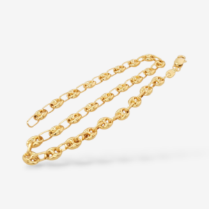 Tobillera (25 cm) Tejido Mariner Puff (4.85 mm) c/ Cierre Lobster - Oro Amarillo 18Kts