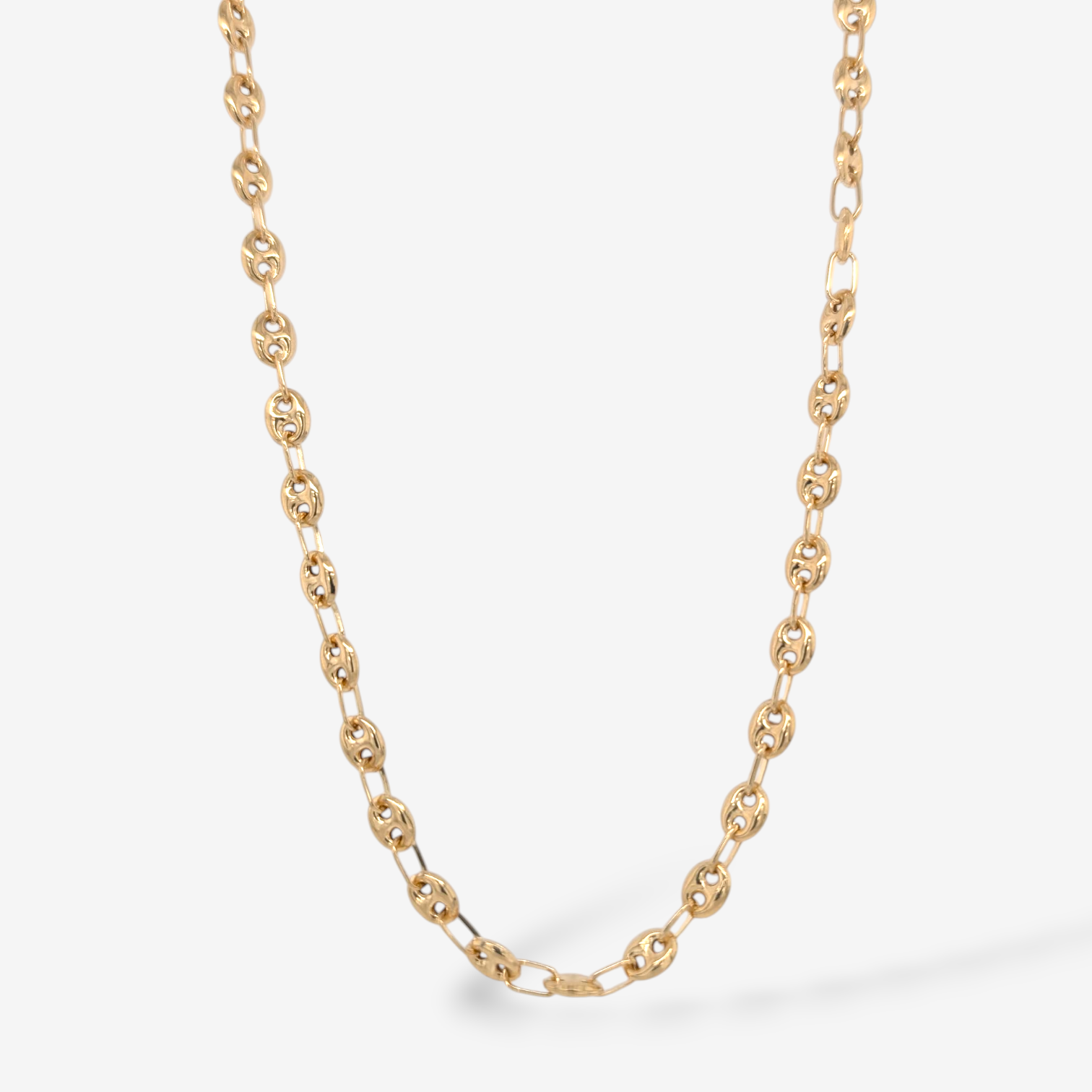 Cadena (40 cm) Tejido Mariner Puff (4 mm) c/ Cierre Lobster - Oro Amarillo 18Kts