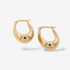 Zarcillos (14 x 21 mm) Argollas Gota Puff (7.3 mm) - Oro Amarillo 18Kts