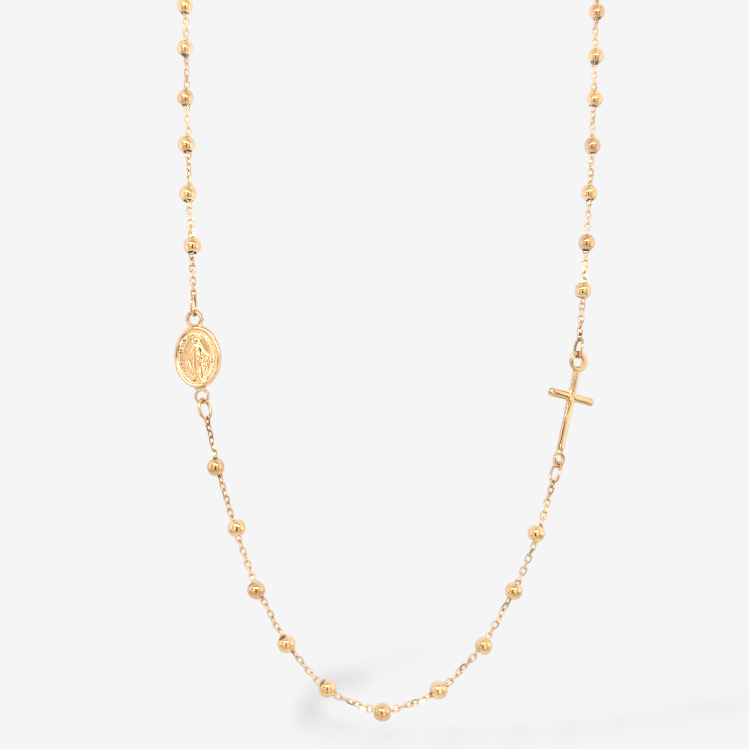 Rosario (45 cm) Pasante c/ Esferas (2.26 mm) Cruz & Vitela V Milagrosa - Oro Amarillo 18Kts