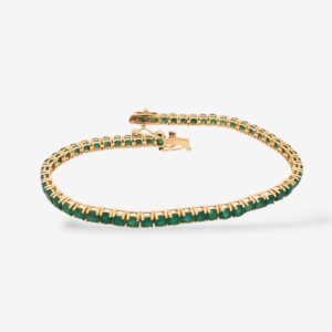 Brazalete (18 cm) Tennis c/ Esmeraldas Redondas (6.85 Ct) 4 Prongs (3.4 mm) - Oro Amarillo 14Kts