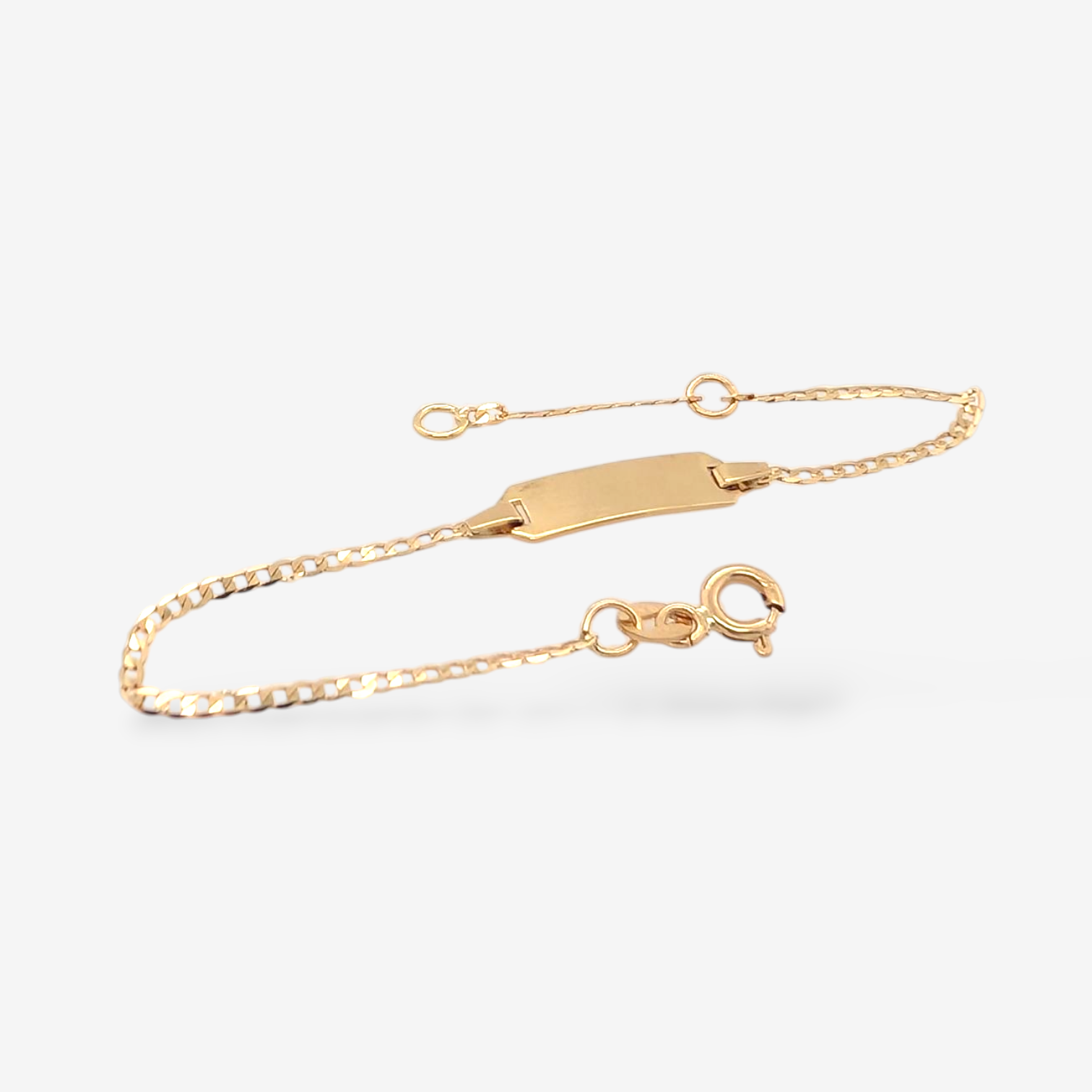 Brazalete (15 cm) Esclava Placa ID Tejido Cuban Macizo (1.50 mm) Cierre Spring - Oro Amarillo 18Kts