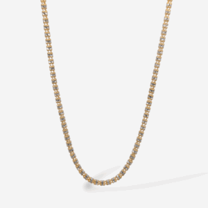 Cadena (45 cm) Tejido Hielo c/ Cierre Lobster (2.50 mm) - Oro Dos Tonos 18Kts