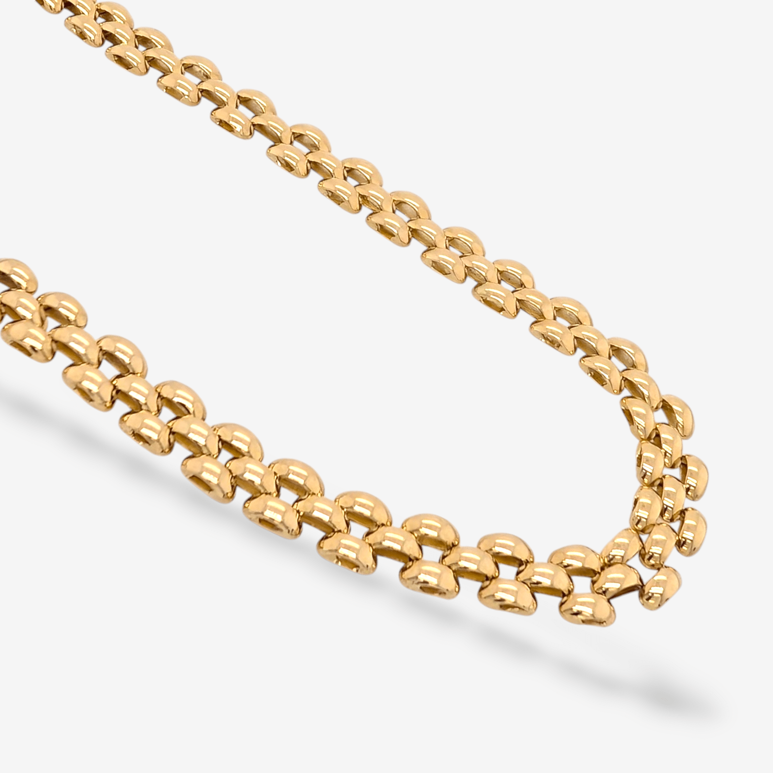 Gargantilla (40 cm) Tejido Pantera (8 mm) 3 Lineas c/ Cierre Caja - Oro Amarillo 14Kts