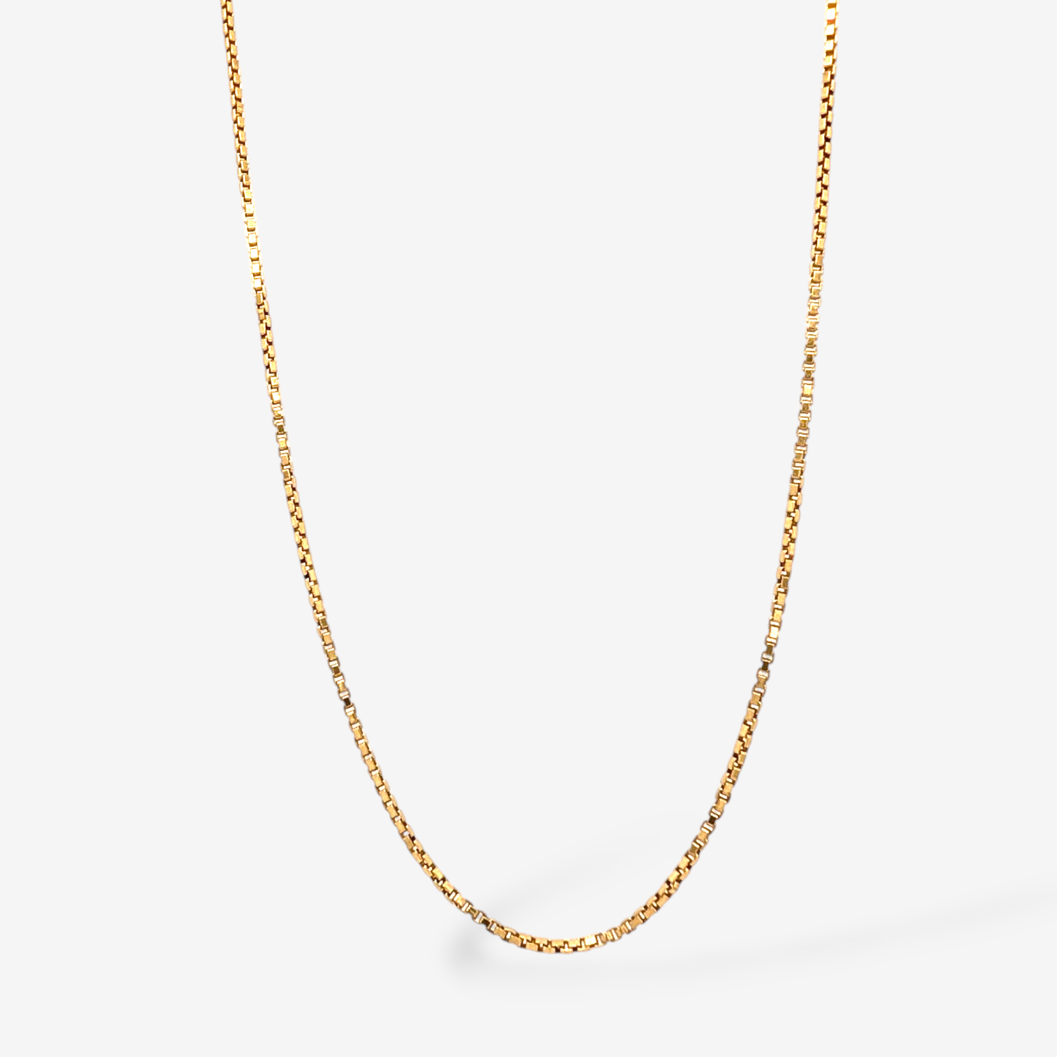 Cadena (50 cm) Tejido Box Hexagonal c/ Cierre Spring (1.22 mm) - Oro Amarillo 18Kts