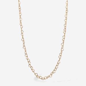 Cadena (43 cm) Tejido Links Corazones (2.65 mm) c/ Cierre Spring - Oro Amarillo 18Kts