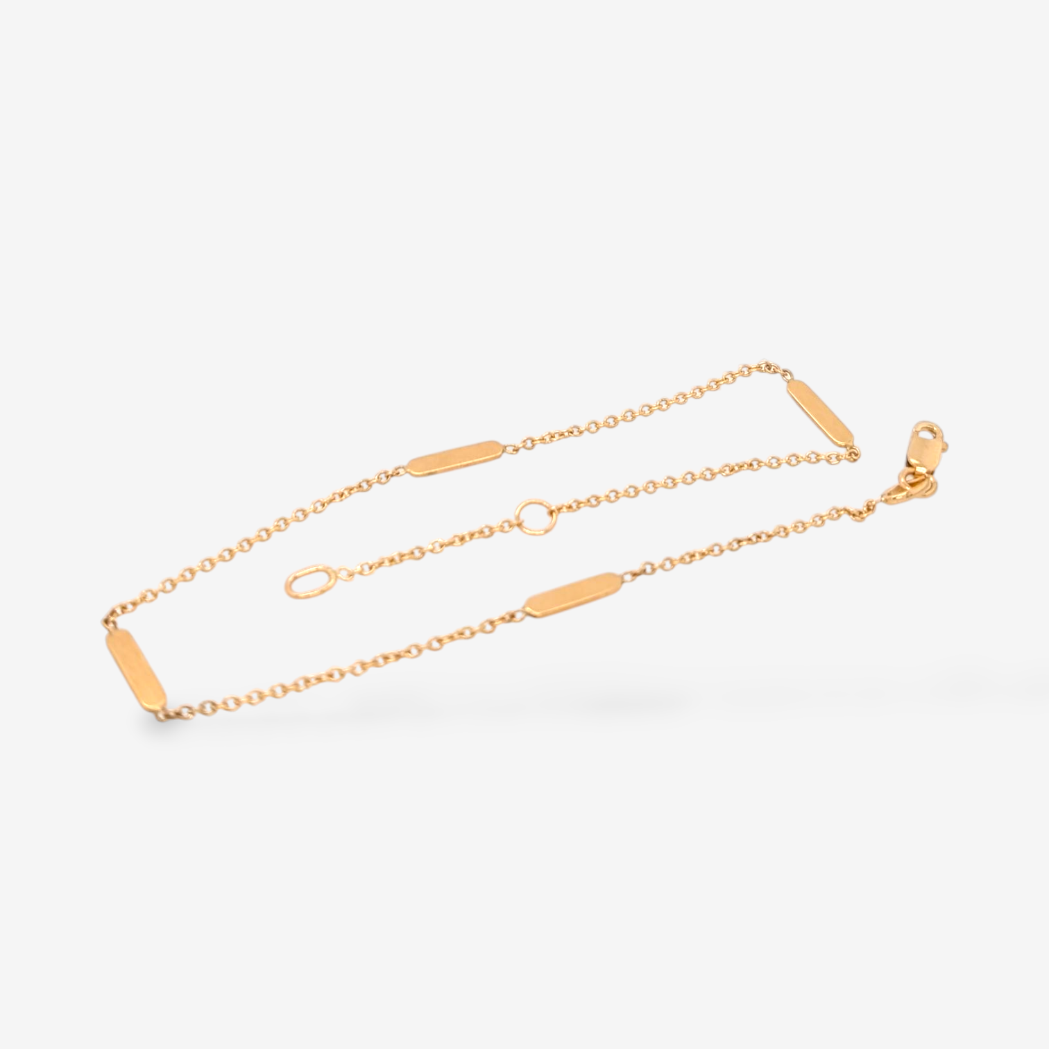 Tobillera (25 cm) Tejido Cable c/ 4 Placas Rectangulares & Cierre Spring - Oro Amarillo 18Kts