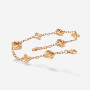 Brazalete (19 cm) c/ Treboles Diamantadas (9 mm) & Cierre Lobster - Oro Amarillo 18Kts