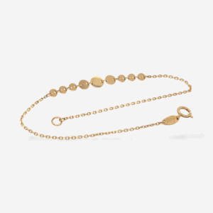 Brazalete (19 cm) Tejido Cable c/ Circulos Planos en Degrade (3 mm & 5 mm) c/ Cierre Spring - Oro Amarillo 18Kts