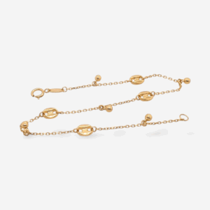 Brazalete (18.5 cm) Tejido Cable c/ Botones Mariner Puff & Esferas Colgante c/ Cierre Spring - Oro Amarillo 18Kts