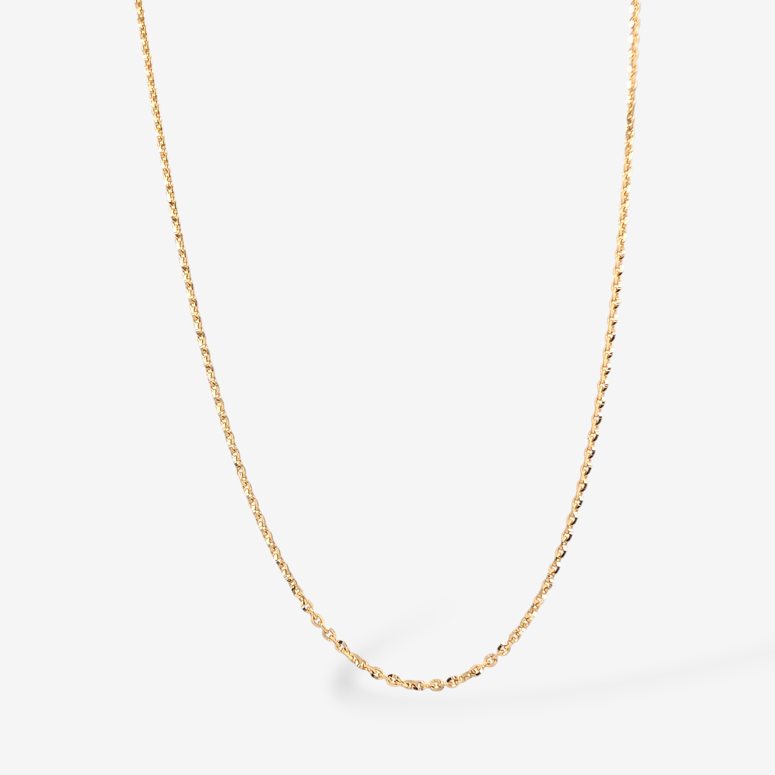 Cadena (40 cm) Fina Cable Diamantado (0.70 mm) c/ Cierre Lobster - Oro Amarillo 18Kts