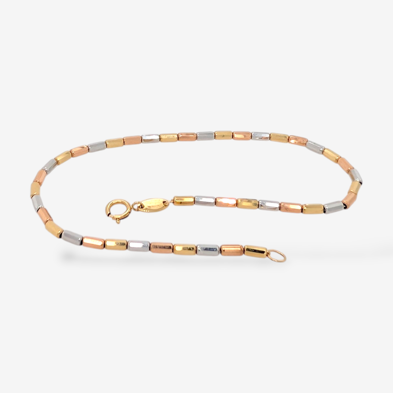 Brazalete (19 cm) c/ Tubos & Cierre Spring - Oro Tres Tonos 18Kts