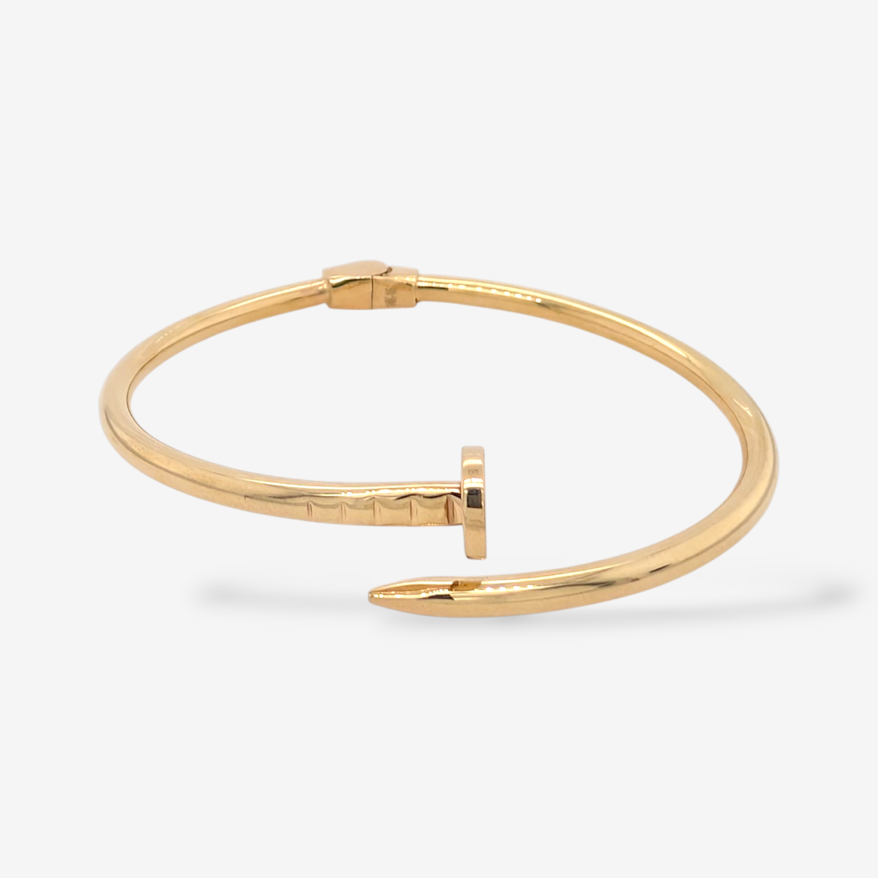 Pulsera (#16) Tubo Redondo (3 mm) Light c/ Terminal Circulo & Punta Chiodo (8 mm) - Oro Amarillo 14Kts