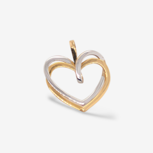 Dije (22 x 20 mm) Doble Corazon Silueta - Oro Dos Tonos 14Kts