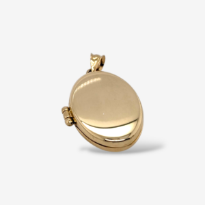 Dije (15 x 23 mm) Relicario Ovalado Liso - Oro Amarillo 14Kts