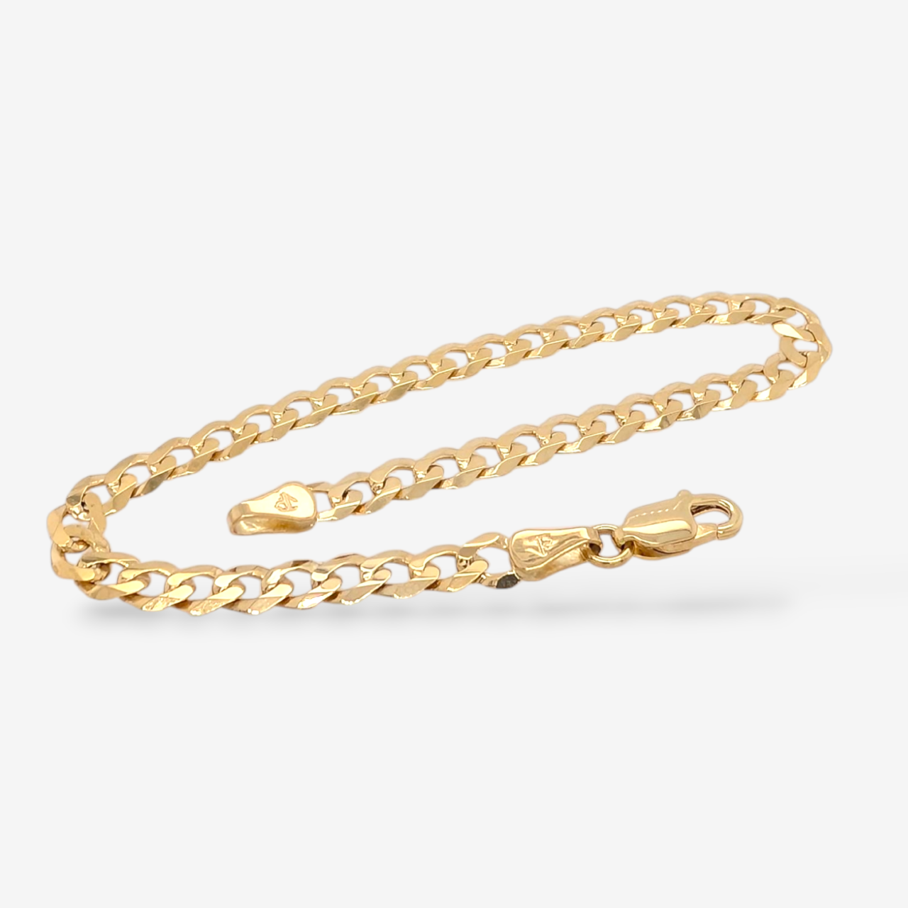 Brazalete (20 cm) Macizo Tejido US Link (5 mm) c/ Cierre Lobster - Oro Amarillo 14Kts