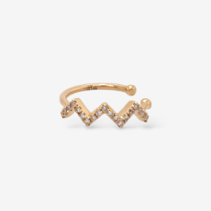 Zarcillo (12 mm) Unitario Earcuff Zigzag c/ Diamantes Pave (0.08 Ct) - Oro Amarillo 14Kts