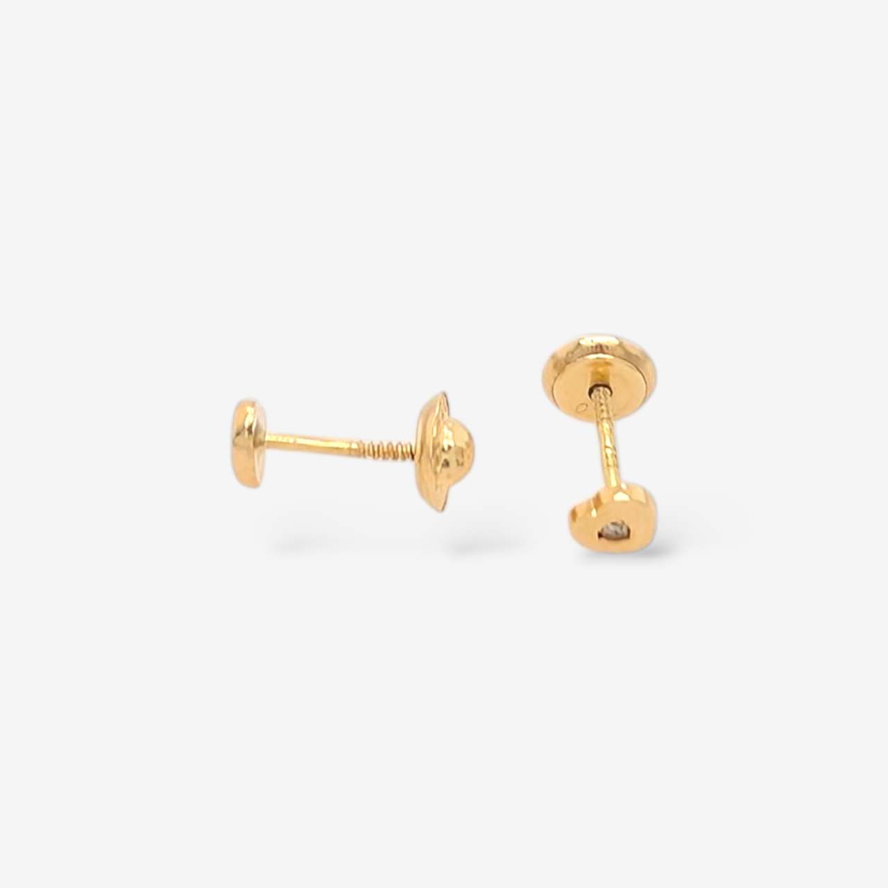 Zarcillos (4 mm) Screwback Corazones Mini c/ Diamante Natural (0.02 Ct) - Oro Amarillo 18Kts