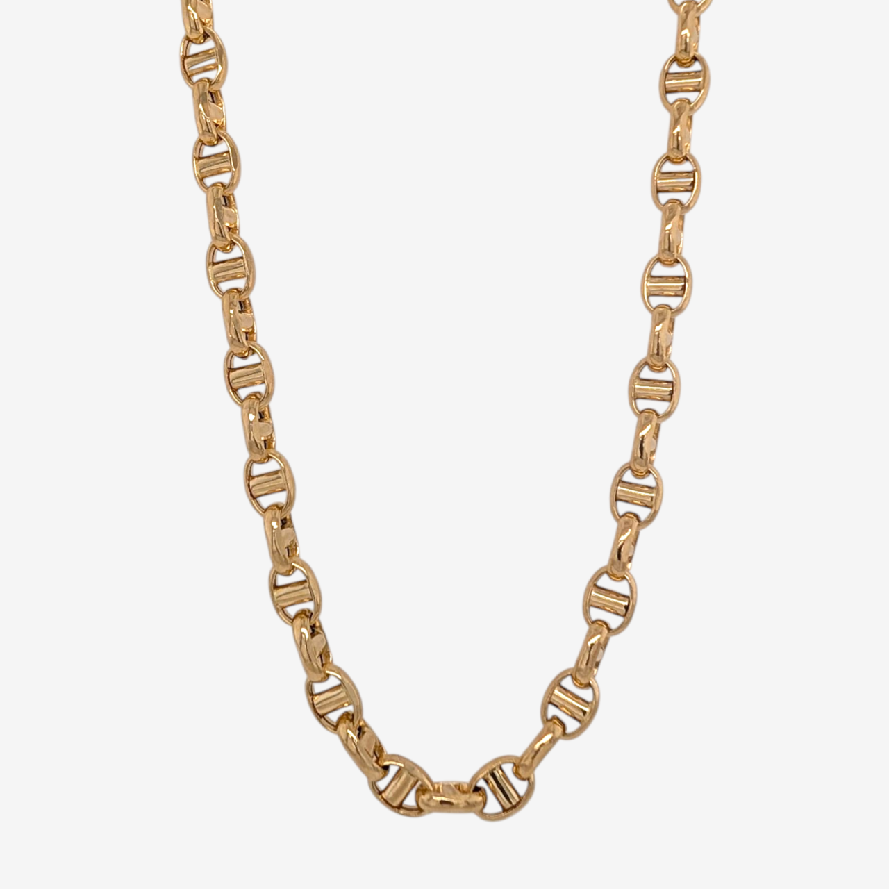 Cadena (60 cm) Mariner Alternado c/ Cierre Lobster (5.5 mm) - Oro Amarillo 18Kts