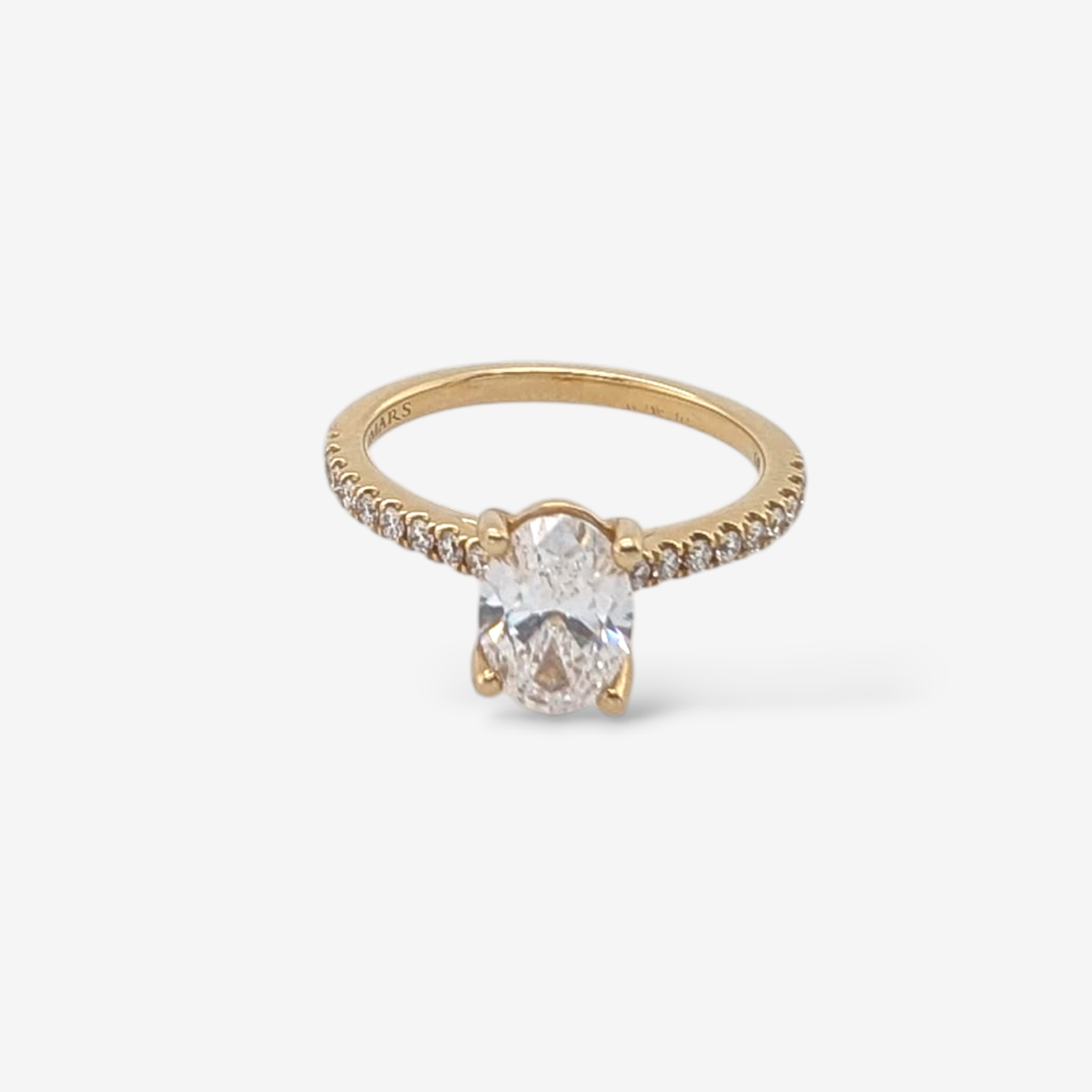 Anillo (1.05 Ct) Compromiso Oval Diamante Labgrown & Aro de Diamantes Natural (0.22 Ct) - Oro Amarillo 14Kts