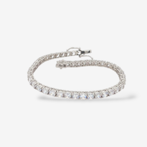 Brazalete (18 cm) Tennis Zircones (4 mm) 4 Prongs & Cierre Caja - Plata