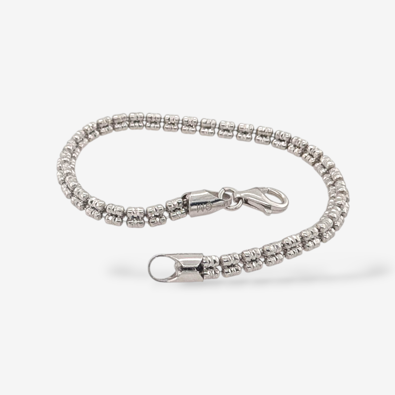 Brazalete (18 cm) Tejido Hielo Diamantado (4 mm) c/ Cierre Lobster  - Plata