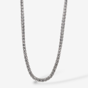 Cadena (45 cm) Gargantilla Hielo Diamanada (4 mm) c/ Cierre Lobster - Plata