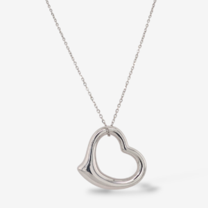 Cadena (44.5 cm) Cable c/ Corazon Puff Silueta (27 x 29 mm) c/ Cierre Lobster - Plata