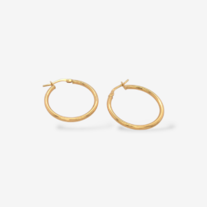 Zarcillos (24 mm) Argollas Tubo Redondo Light (2 mm) - Oro Amarillo 18Kts