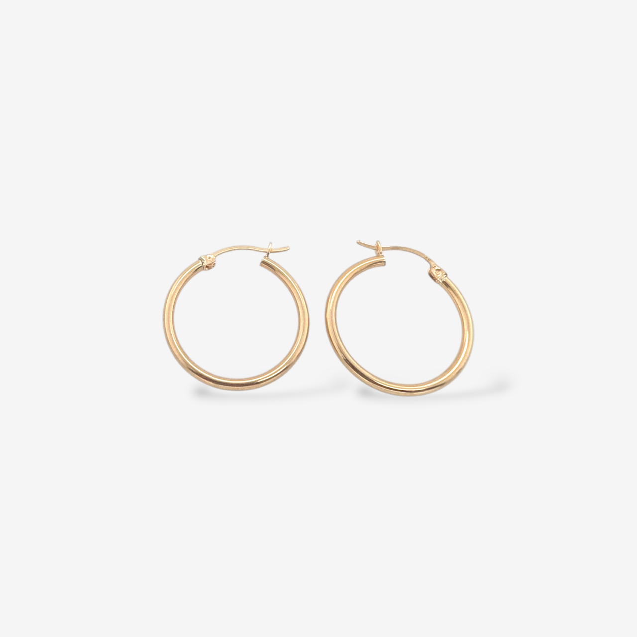 Zarcillos (24 mm) Argollas Tubo Fino Light (2.1 mm) - Oro Amarillo 18Kts