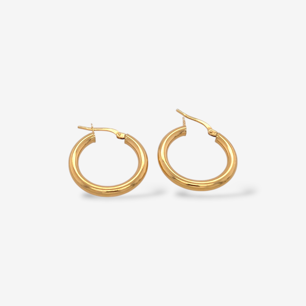 Zarcillos (21 mm) Argollas Tubo Redondo Light (2.5 mm) - Oro Amarillo 18Kts