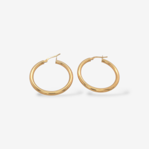 Zarcillos (30 mm) Argollas Tubo Redondo Light (3 mm) - Oro Amarillo 18Kts