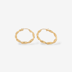 Zarcillos (30 mm) Argollas Melcocha Twist - Oro Amarillo 18Kts