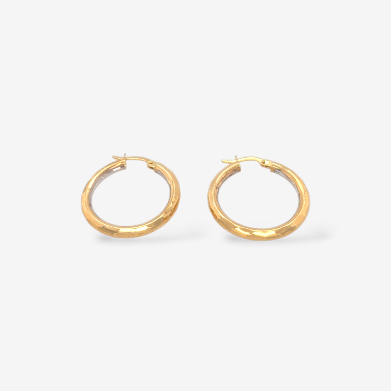 Zarcillos (26 mm) Argollas Tubo Redondo Diamantado (3 mm) - Oro Amarillo 18Kts