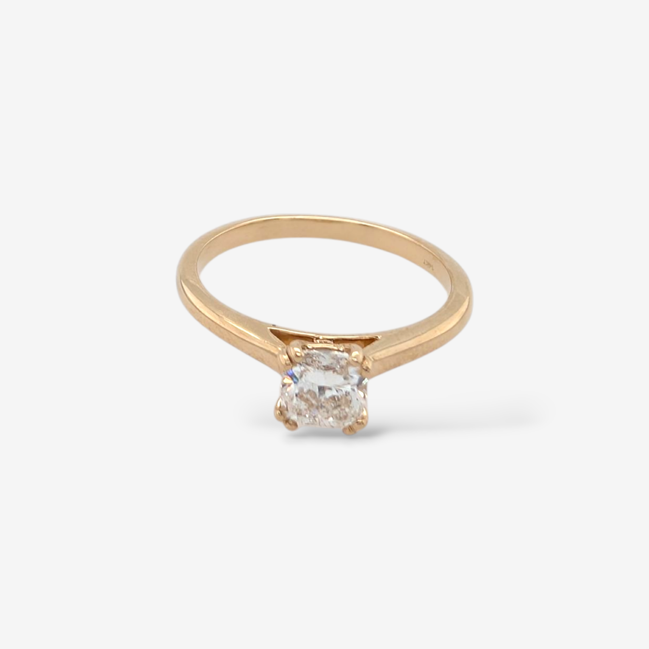 Anillo (0.58 Ct) Compromiso Diamante Labgrown Cushion 8 Prongs - Oro Amarillo 14Kts