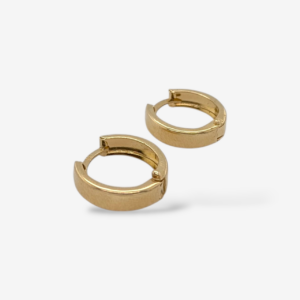 Huggies (15 mm) Tubo Rectangular (4 mm) - Oro Amarillo 14Kts