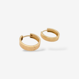 Huggies (15 mm) Tubo Rectangular (3.73 mm) - Oro Amarillo 14Kts