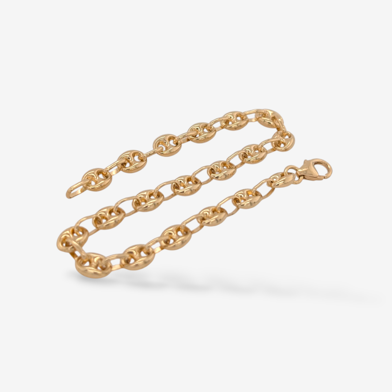 Brazalete (17.5 cm) Tejido Mariner Puff (4.85 mm) c/ Cierre Lobster - Oro Amarillo 18Kts