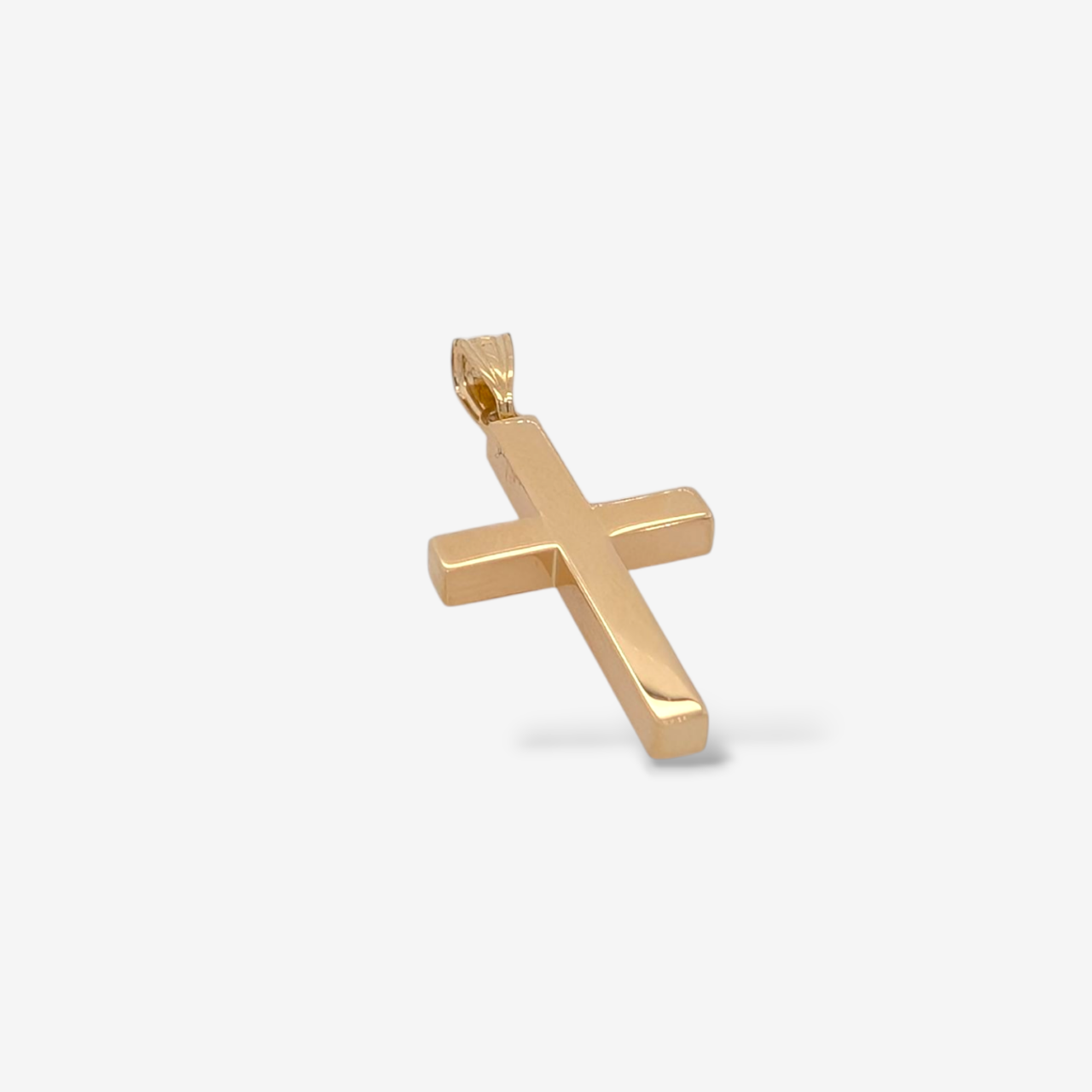 Dije (15 x 24 mm) Cruz Tubo Cuadrado Light (3 mm) - Oro Amarillo 14Kts