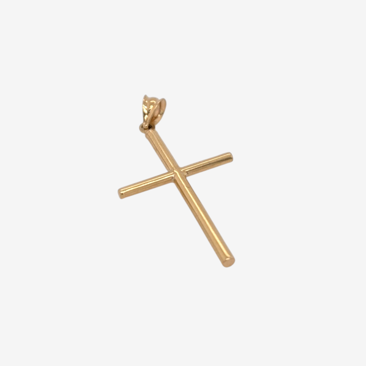 Dije (18 x 28 mm) Cruz Tubo Redondo Fino Light (2 mm) - Oro Amarillo 14Kts