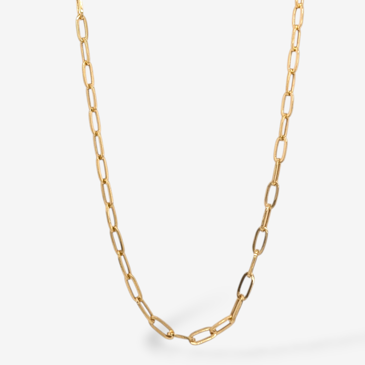 Cadena (60 cm) Tejido Paperclip Pequeno (2.80 mm) c/ Cierre Lobster - Oro Amarillo 18Kts