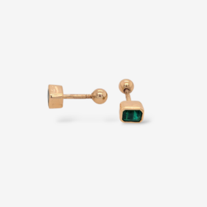 Zarcillos (0.88 Ct) Screwbacks Esmeraldas Rectangular Biseladas (5 x 4 mm) - Oro Amarillo 14Kts