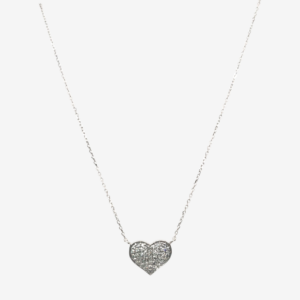 Cadena (42 cm) c/ Corazon Diamantes Naturales Pave (0.14 Ct) - Oro Blanco 14Kts