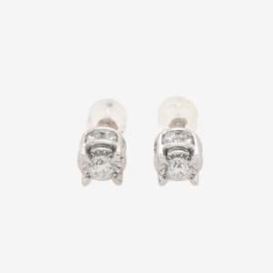 Zarcillos (1.25 Ct) Post Studs Ilussion c/ Diamantes Labgrown (0.30 Ct) en Base Naturales (6.8 mm) - Oro Blanco 14Kts