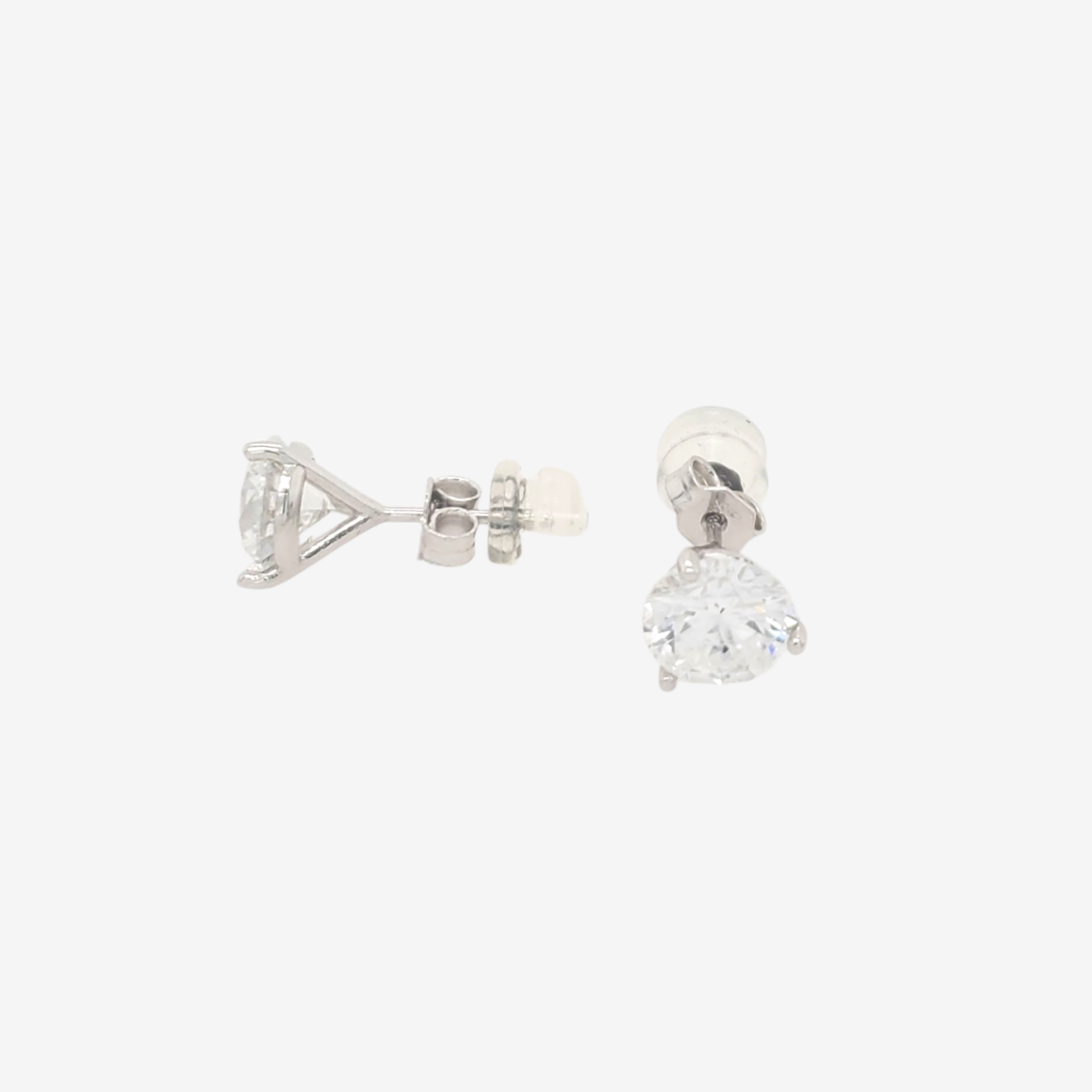 Zarcillos (3 Ct) Post Studs Diamantes Labgrown 3 Prongs - Oro Blanco 18Kts
