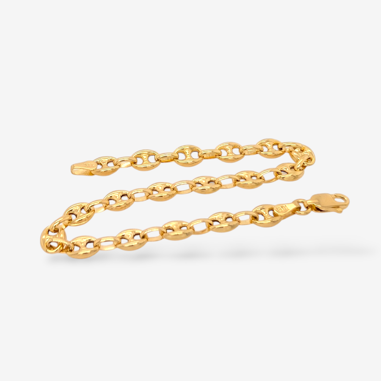Brazalete (20 cm) Tejido Mariner Puff (5 mm) Cierre Lobster - Oro Amarillo 18Kts