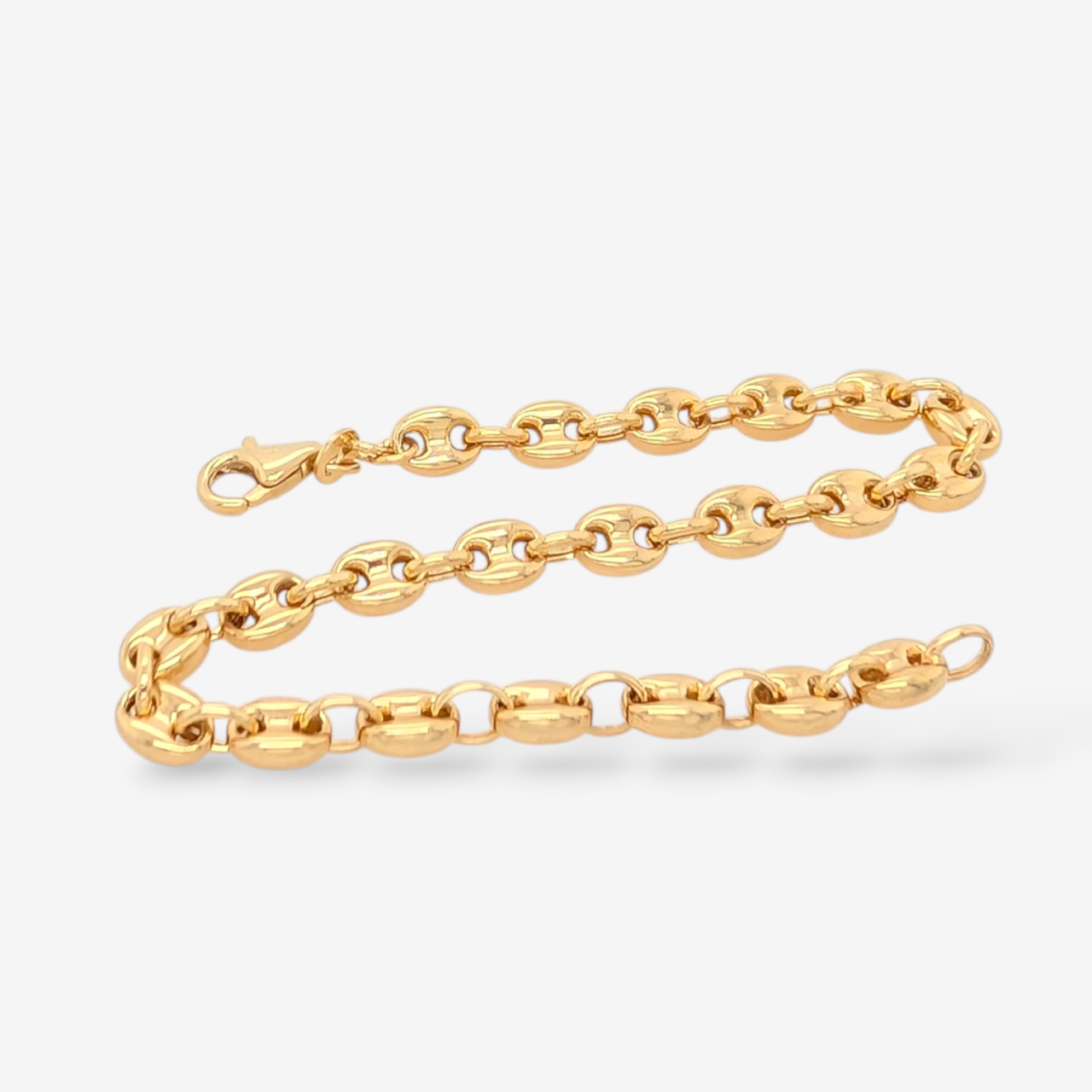 Brazalete (20 cm) Tejido Mariner Puff (5.60 mm) Cierre Lobster - Oro Amarillo 18Kts