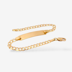 Brazalete (15.5 cm) Esclava Placa ID (6 x 26 mm) Tejido Uslink Macizo c/ Cierre Lobster - Oro Amarillo 18Kts