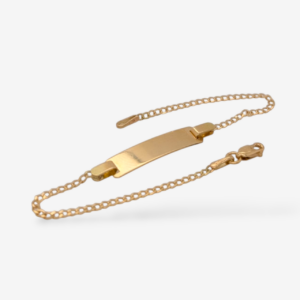 Brazalete (15.5 cm) Esclava Placa ID (5 x 22 mm) Tejido Cuban Macizo c/ Cierre Lobster - Oro Amarillo 18Kts